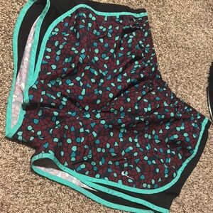 Nike Tempo Dri-Fit womens’ shorts (L) - EUC - maroon & aqua & teal & black